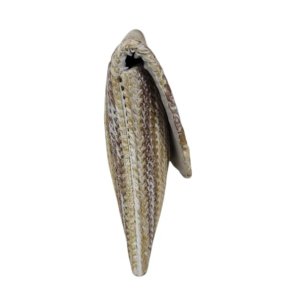 Women's Straw Woven Beach Boho Magnetic Envelope Clutch Multicolor Handbag - Picture 2 of 5